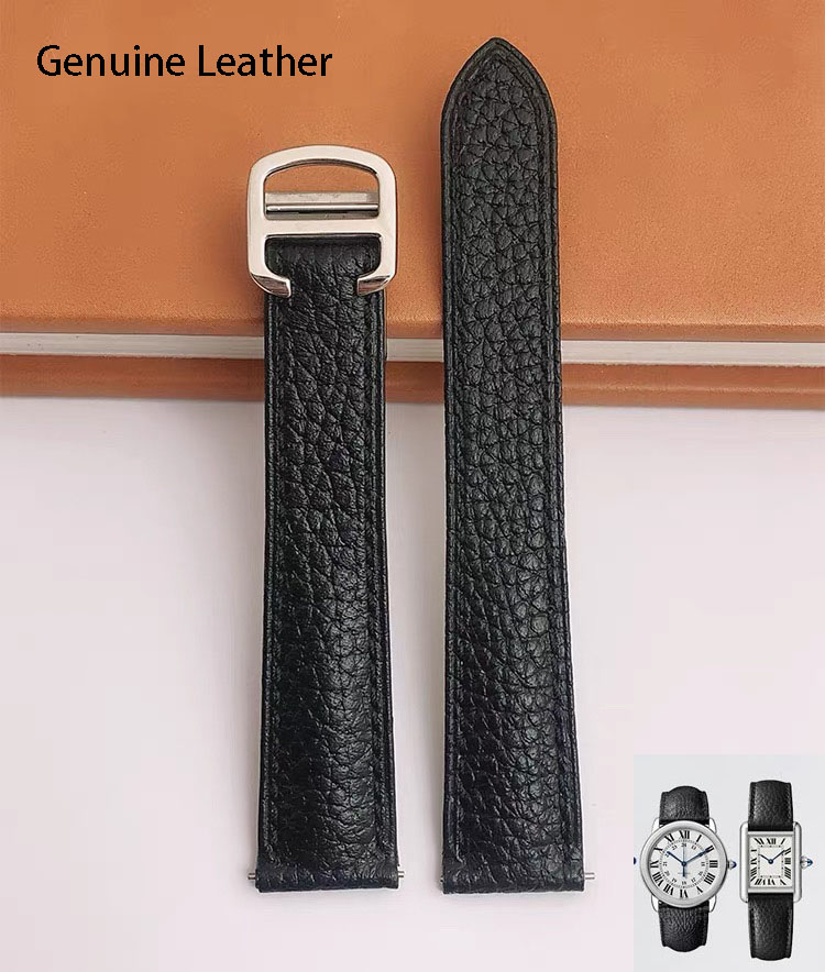 Cartier Watch Tank - حزام ساعة من الجلد الطبيعي مناسب