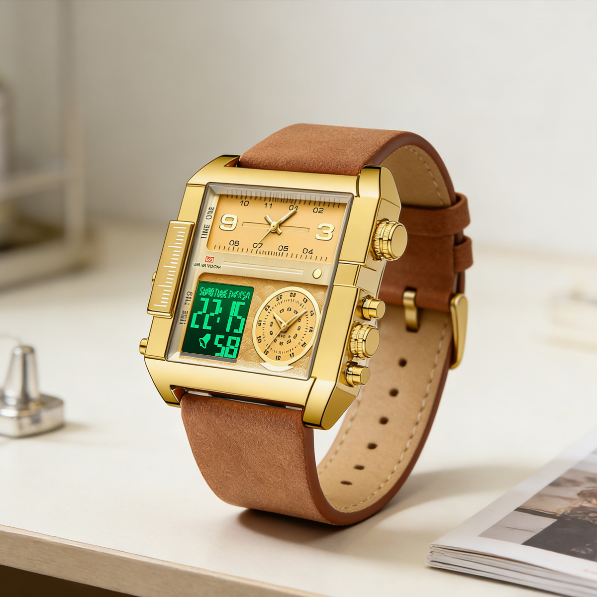 Leather Watch Band Men - ساعات إلكترونية للرجال مربعة الشكل 48