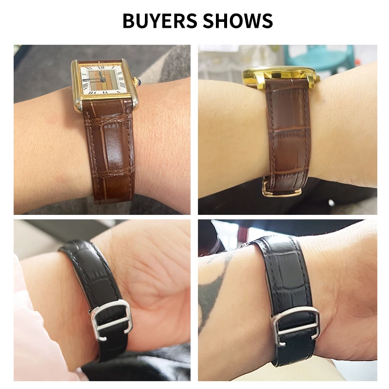 جلد طبيعي حزام الساعات مع الخي - مراجعة Cartier Watch Tank وسعره