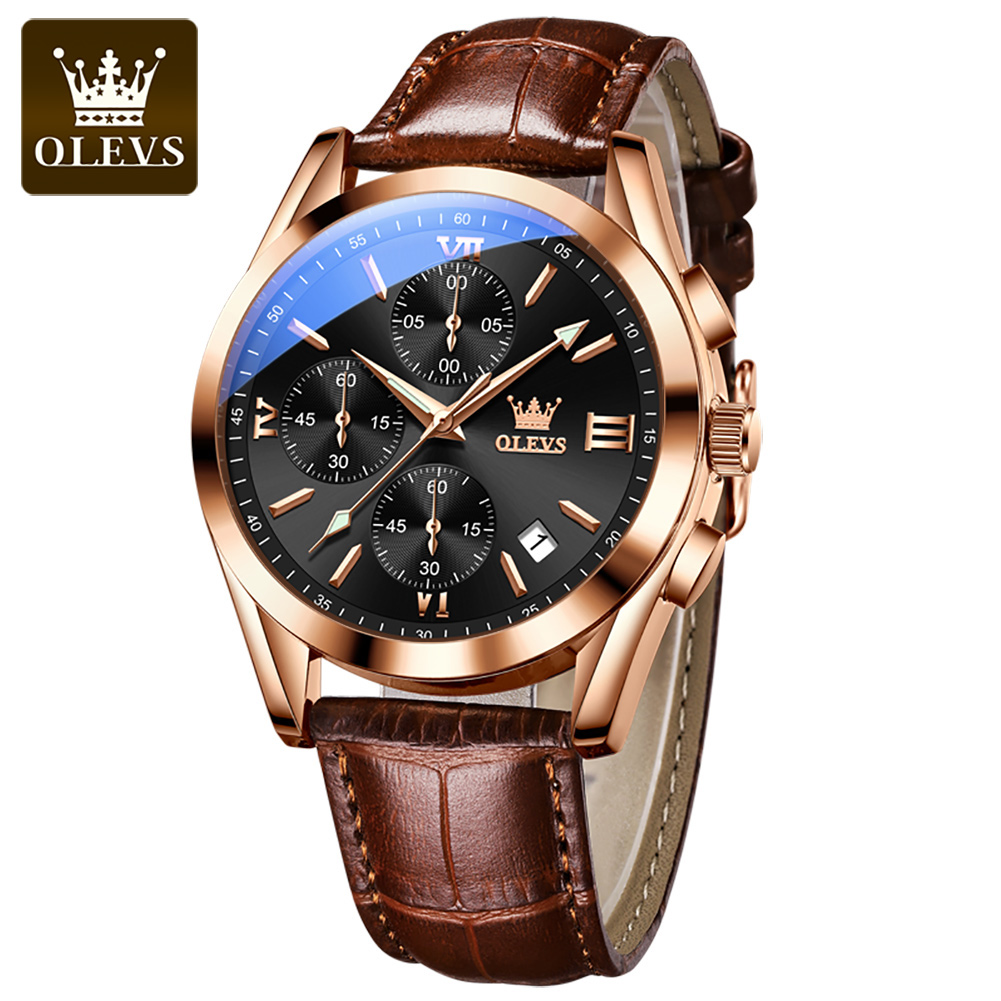 ساعة يد OLEVS 2872 كرونوغراف ك - مراجعة Leather Watch Band Men وسعره