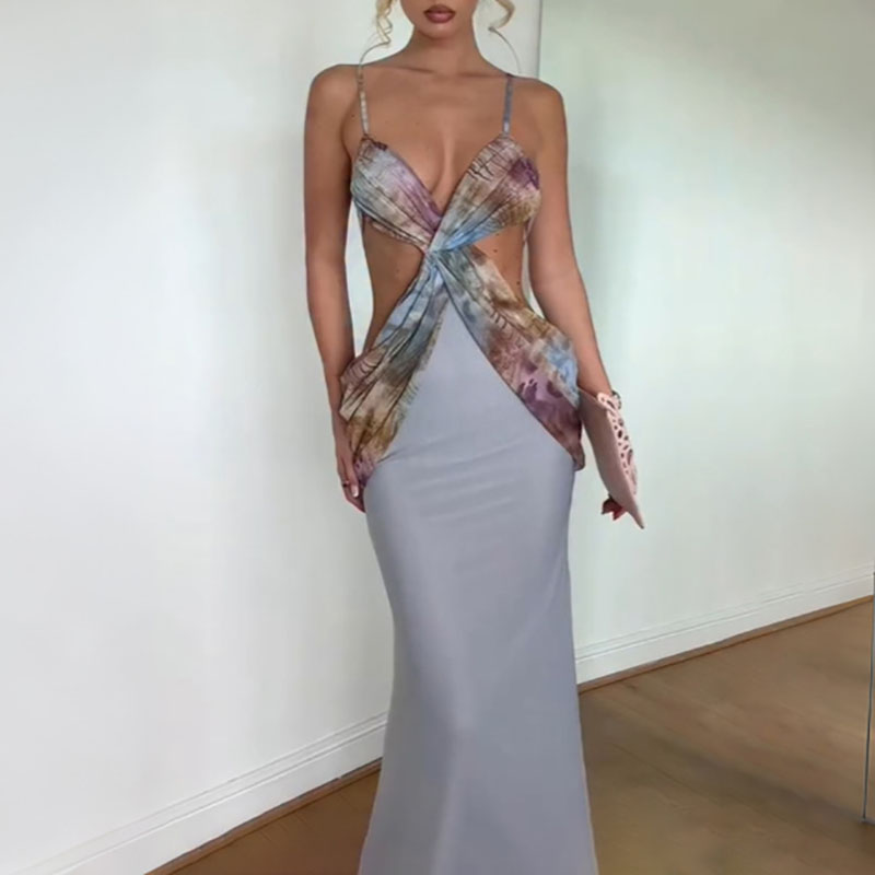 فستان سهرة أنيق بفتحة رقبة على - مراجعة Mesh Strap Metal وسعره